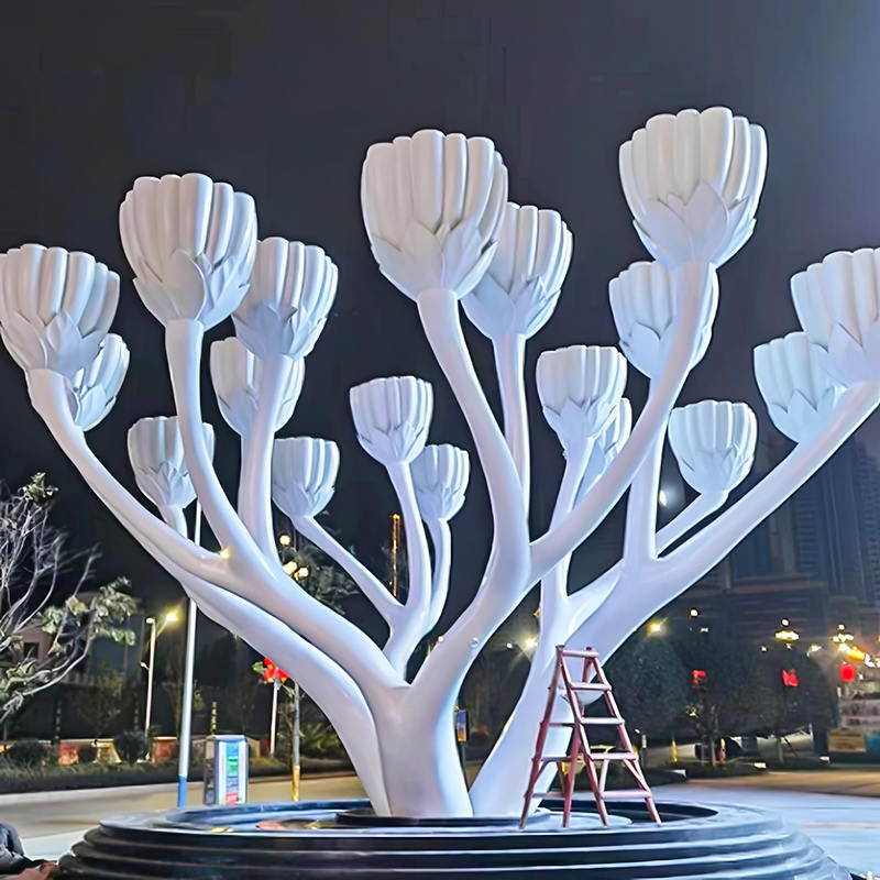 Mycket realistiska detaljer Stora blommorformade lampfiberglasskulptur lämplig för kommersiellt centrum